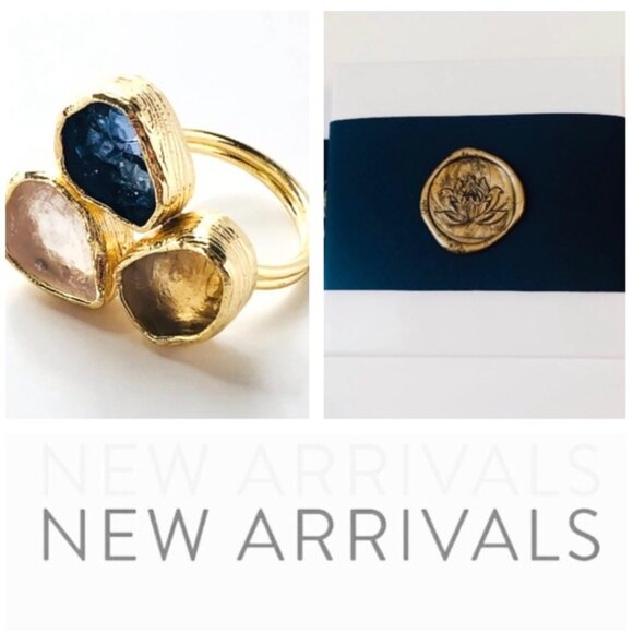 Gold Plated Rose Quartz Citrine Tanzanite Triple Stone Statement Ring - Picture 9 of 11